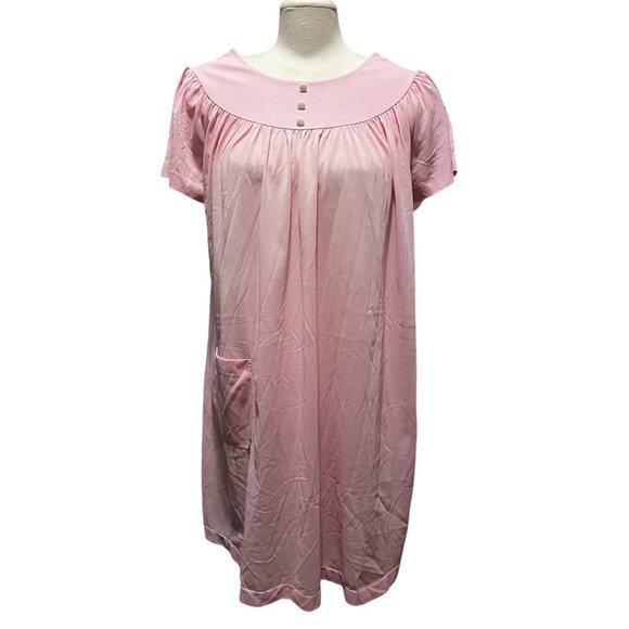 Vintage Handmade 70's Pink Flowy Nightgown with Pocket Sz Medium/Large Womens Sh - Picture 1 of 12